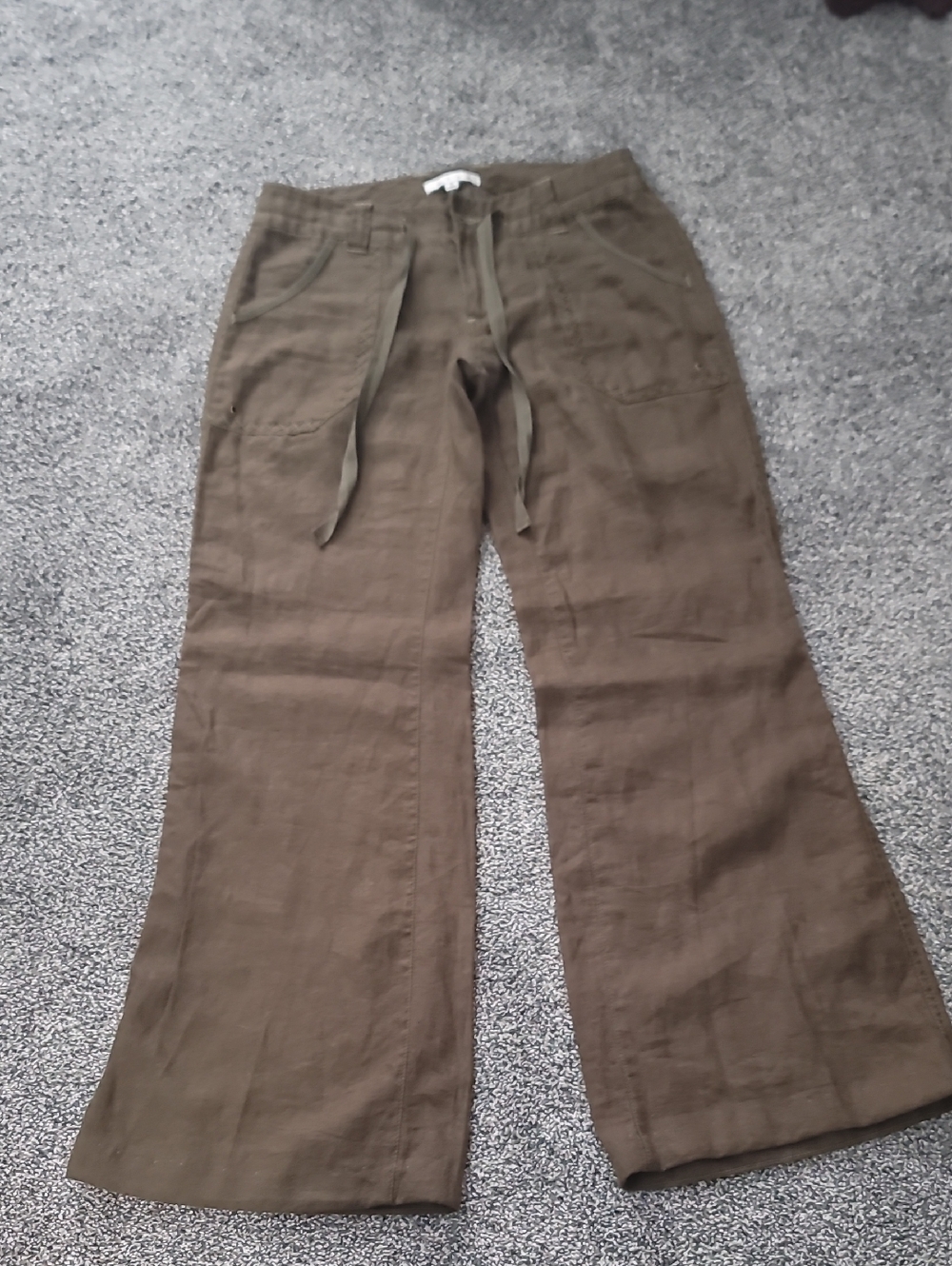 CAbi Olive Drawstring Waist Wide-Leg Pants